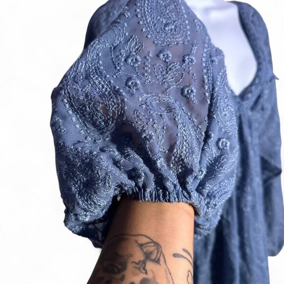 Free People Boho Paisley Floral Embroidered Mini Dress - Picture 4 of 8